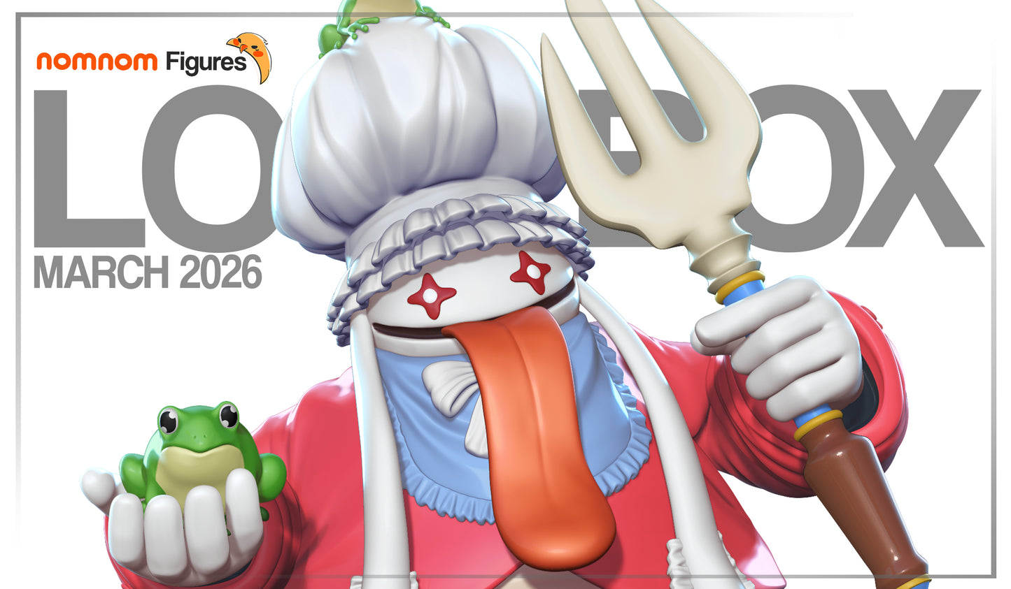 Hungry Blue Chef resin garage kit figure by Nomnom Figures, Tattles Told 3D, showcasing detailed anime-inspired character pose.