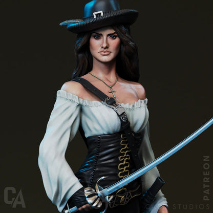 1:12 Pirate Swordswoman | 3D Printed Resin Garage Kit Figure | CA 3D Studios