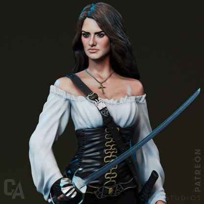 1:12 Pirate Swordswoman | 3D Printed Resin Garage Kit Figure | CA 3D Studios