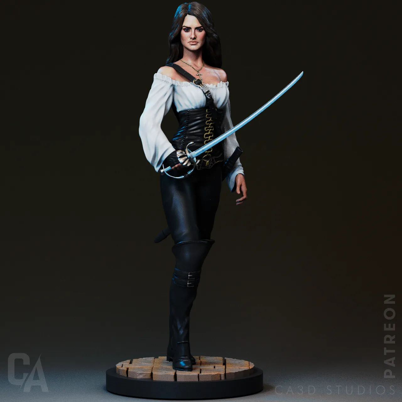 1:12 Pirate Swordswoman | 3D Printed Resin Garage Kit Figure | CA 3D Studios
