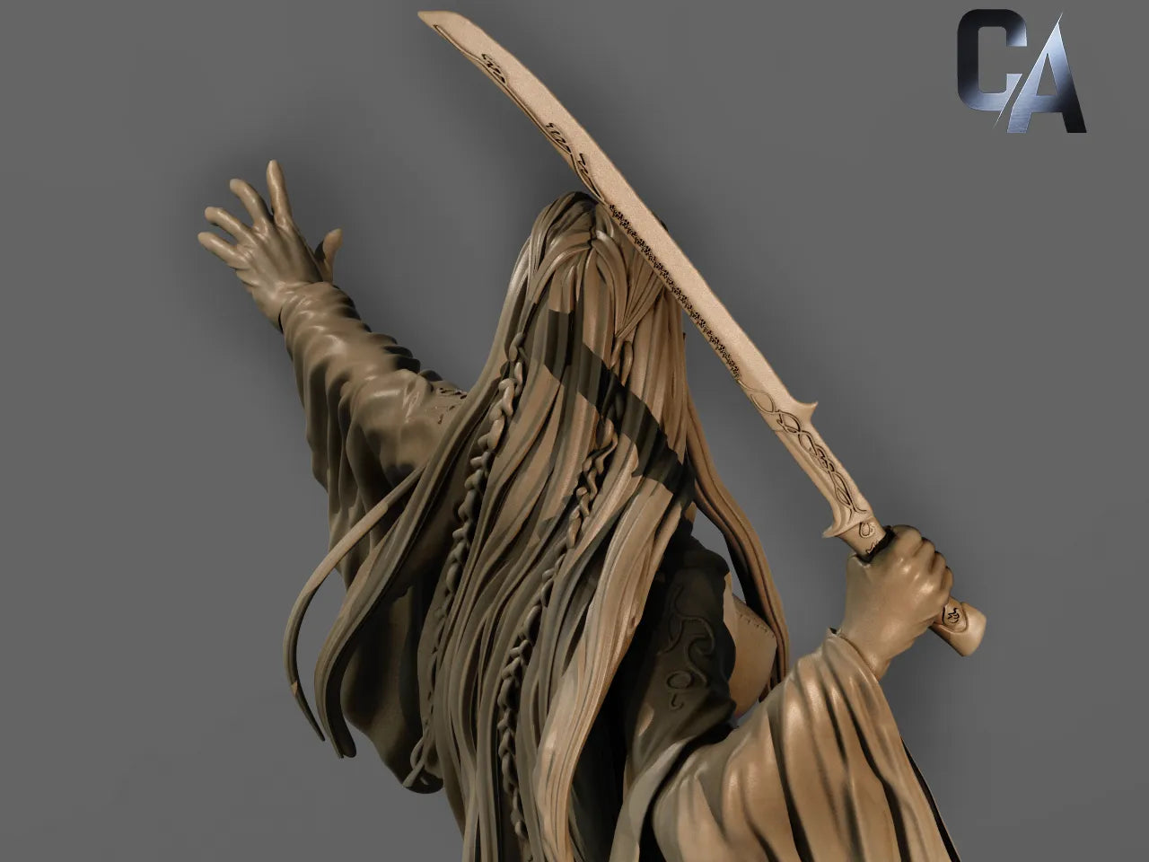 1:12 Elven Swordswoman | 3D Printed Resin Garage Kit Figure | CA 3D Studios