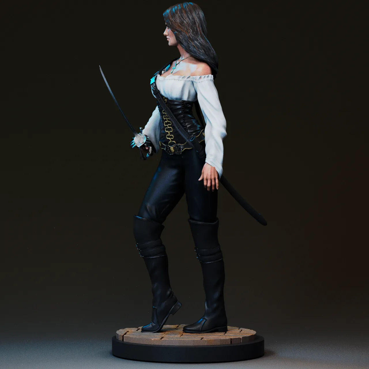 1:12 Pirate Swordswoman | 3D Printed Resin Garage Kit Figure | CA 3D Studios