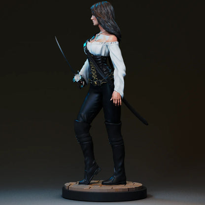 1:12 Pirate Swordswoman | 3D Printed Resin Garage Kit Figure | CA 3D Studios