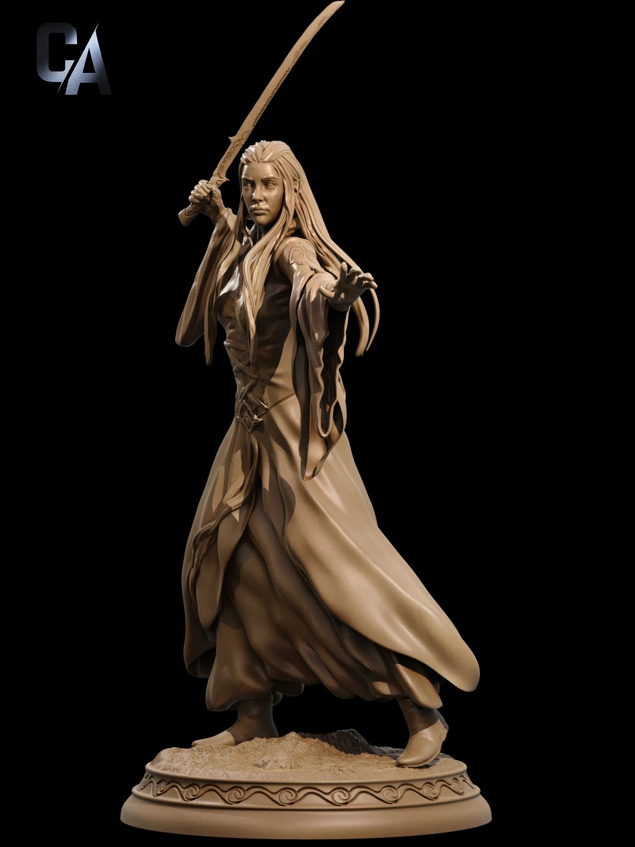 1:12 Elven Swordswoman | 3D Printed Resin Garage Kit Figure | CA 3D Studios