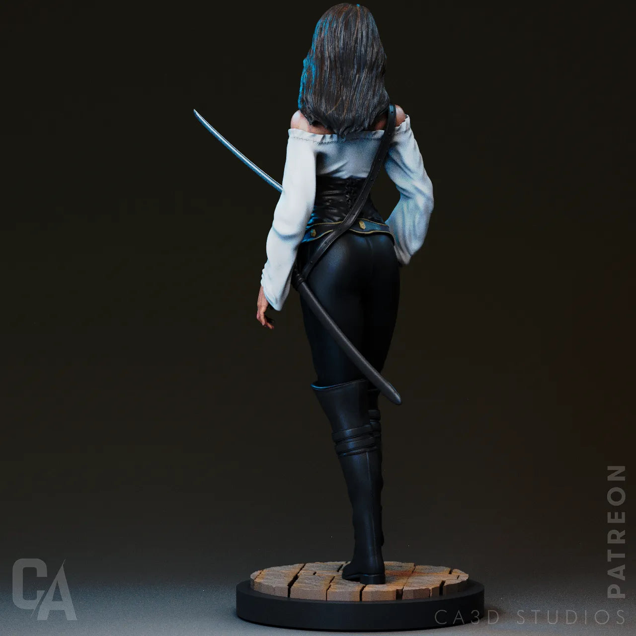 1:12 Pirate Swordswoman | 3D Printed Resin Garage Kit Figure | CA 3D Studios