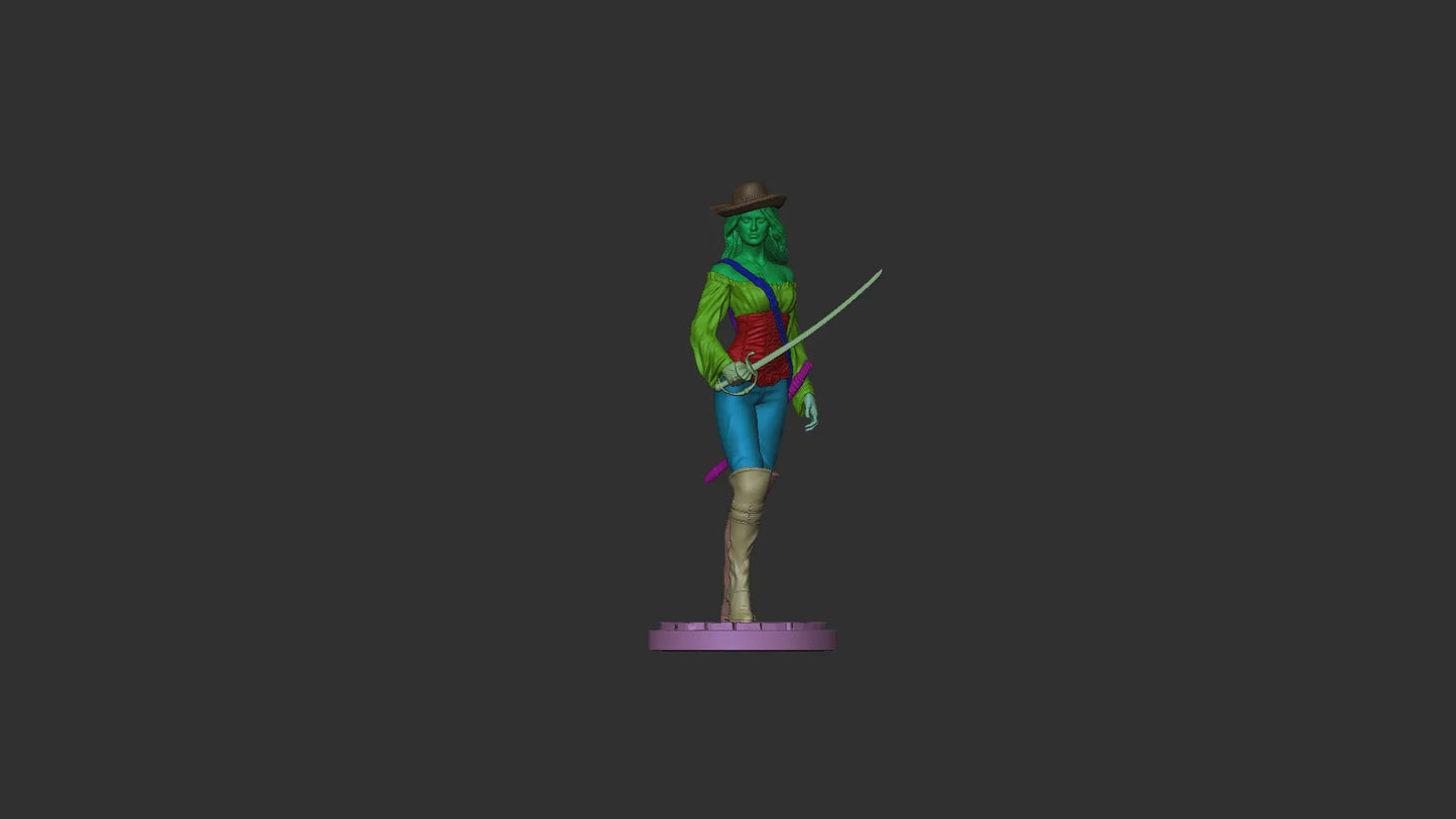 1:12 Pirate Swordswoman | 3D Printed Resin Garage Kit Figure | CA 3D Studios