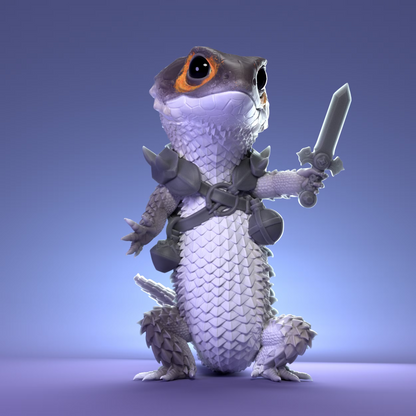 Red Eyed Crocodile Skink (RECS) Sword | D&D Humblewood TTRPG Miniature | Pepunki Creatures