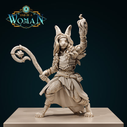 Rabbitfolk Druid Bonnie | D&D TTRPG Miniature | DnD Is A Woman | NO BASE