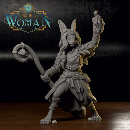 Rabbitfolk Druid Bonnie | D&D TTRPG Miniature | DnD Is A Woman | NO BASE