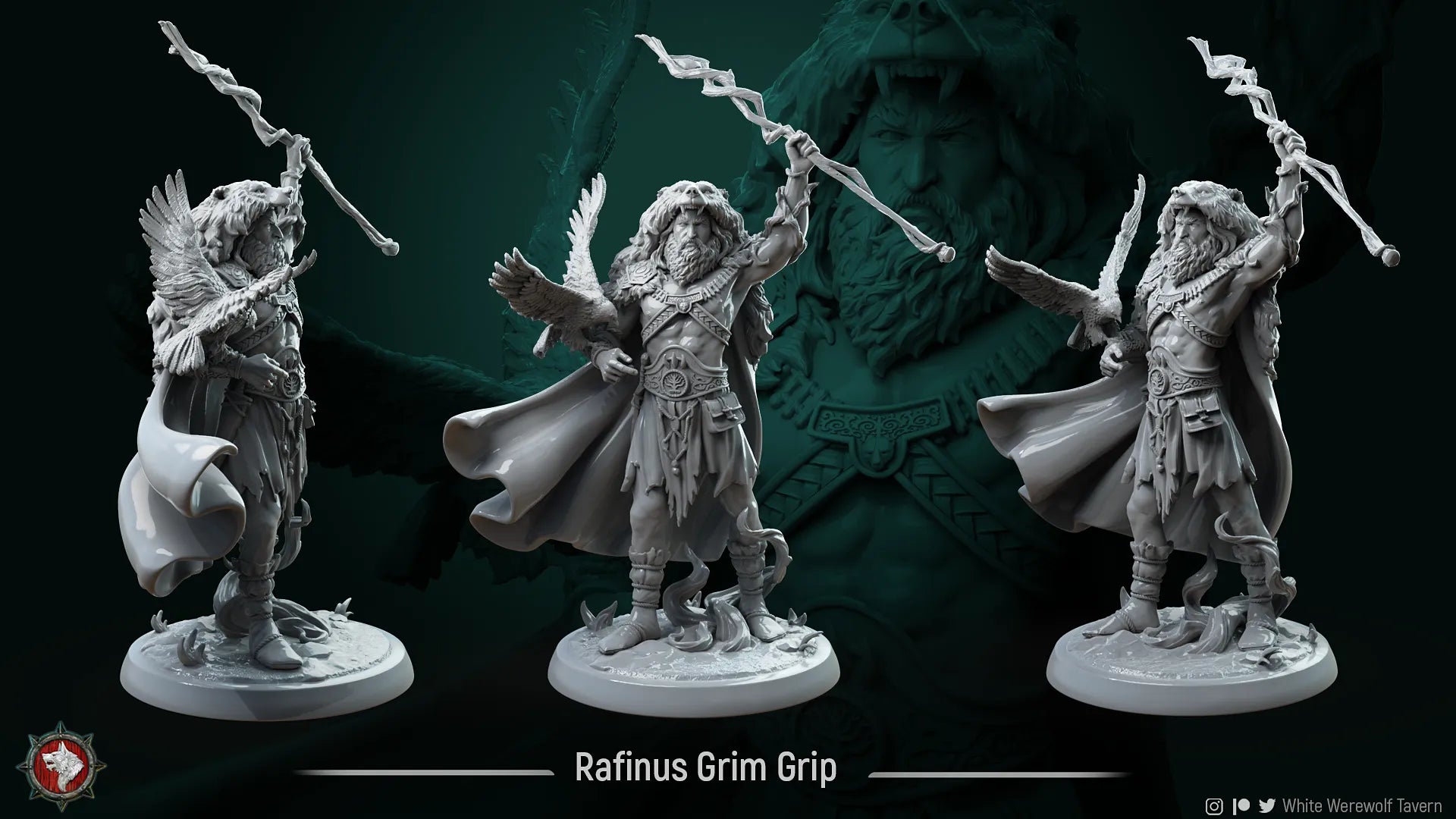 Rafinus Ursa Grim Grip, Druid Wild Shape Bear | Gaming or Display Miniature | White Werewolf Tavern