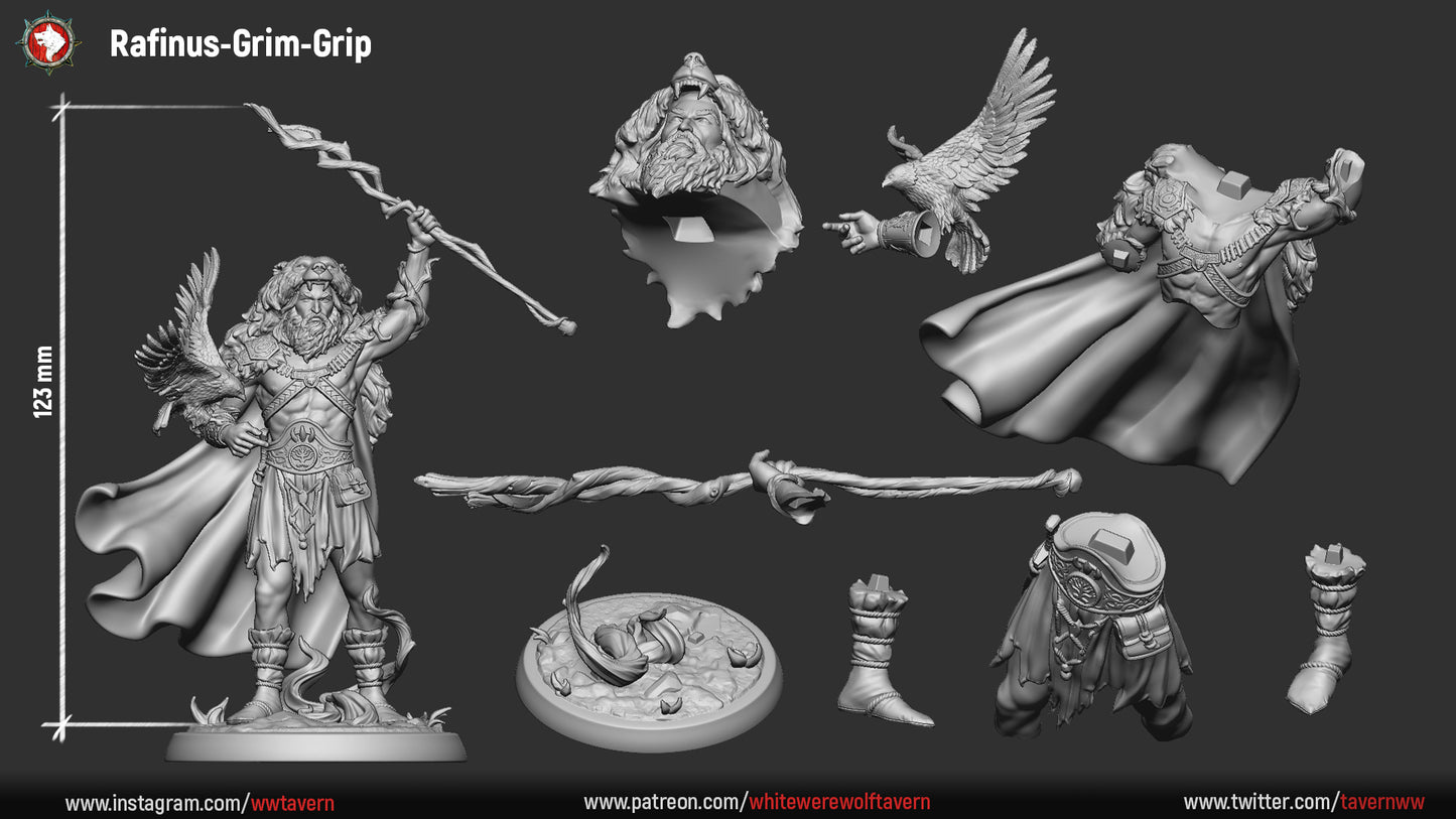 Rafinus Ursa Grim Grip, Druid Wild Shape Bear | Gaming or Display Miniature | White Werewolf Tavern