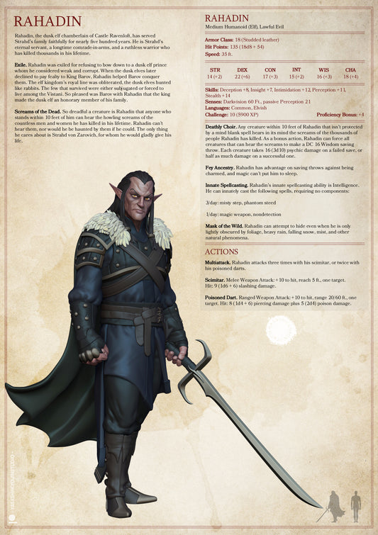 Rahadin, Dusk Elf CoS | TTRPG Miniature | Yasashii Kyojin Studio