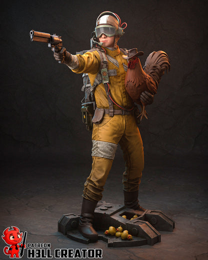 Resin garage kit figure of Wasteland Raider Operative by Tattles Told 3D, featuring detailed post-apocalyptic warrior design.