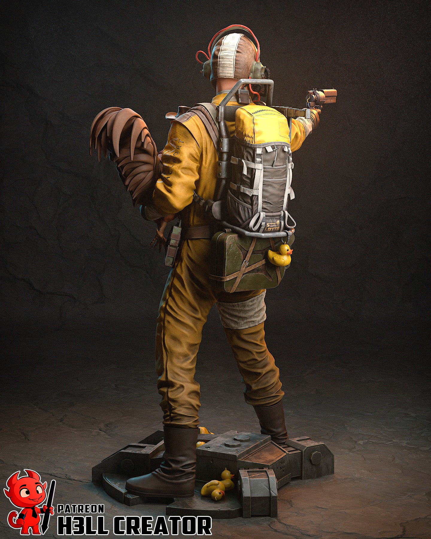 Resin garage kit figure of Wasteland Raider Operative by Tattles Told 3D, detailed model for gaming or fan art display.