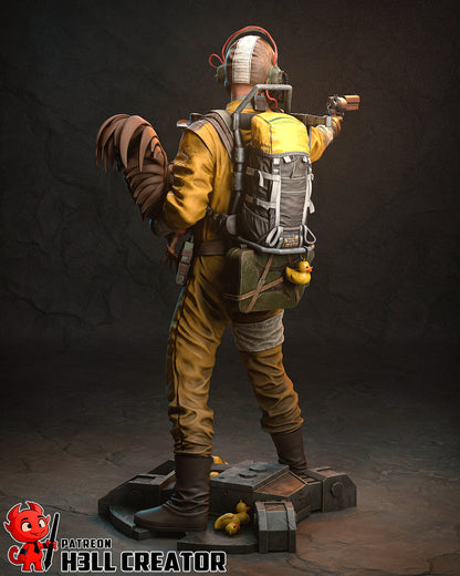 Resin garage kit figure of Wasteland Raider Operative by Tattles Told 3D, detailed model for gaming or fan art display.