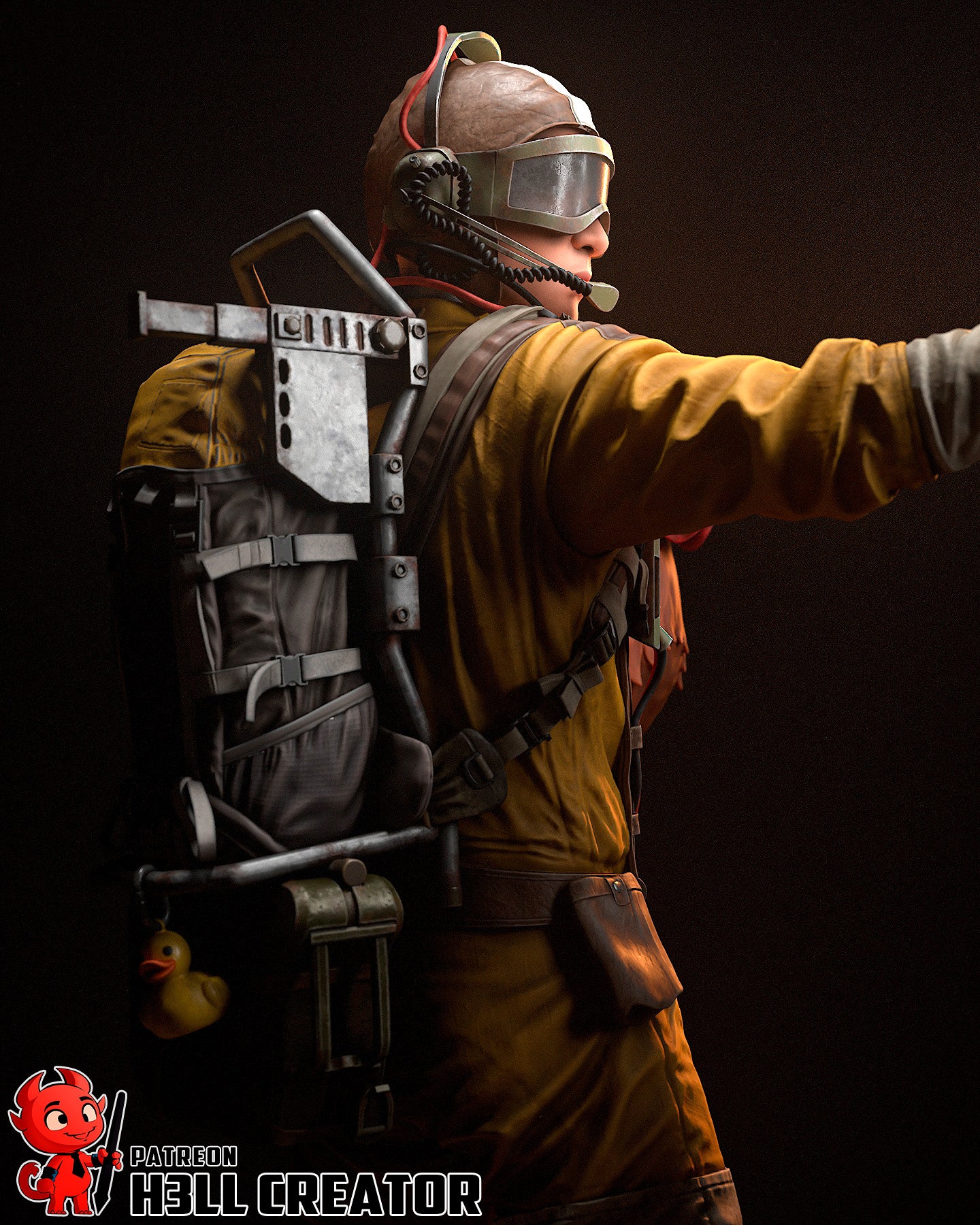 Resin garage kit figure of Wasteland Raider Operative by Tattles Told 3D, detailed fan art model for gaming and display.