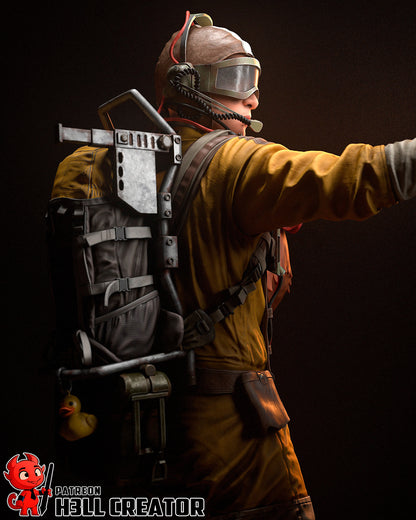 Resin garage kit figure of Wasteland Raider Operative by Tattles Told 3D, detailed fan art model for gaming and display.