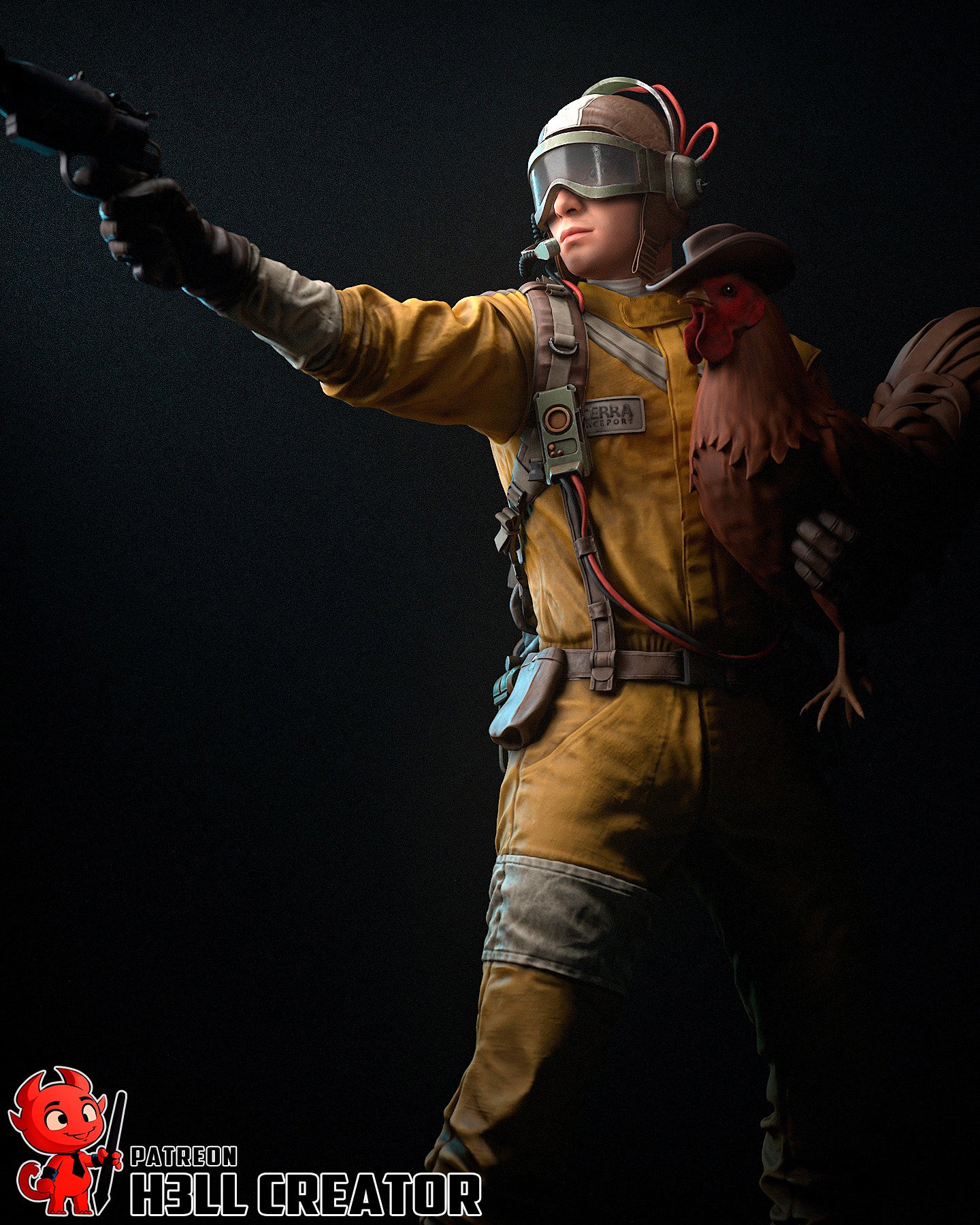 Resin garage kit figure of Wasteland Raider Operative by Tattles Told 3D, featuring detailed post-apocalyptic character design.