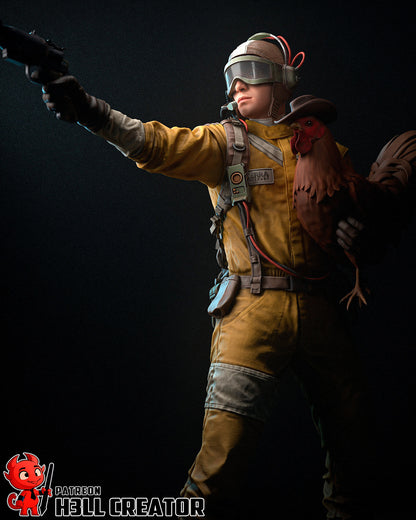 Resin garage kit figure of Wasteland Raider Operative by Tattles Told 3D, featuring detailed post-apocalyptic character design.