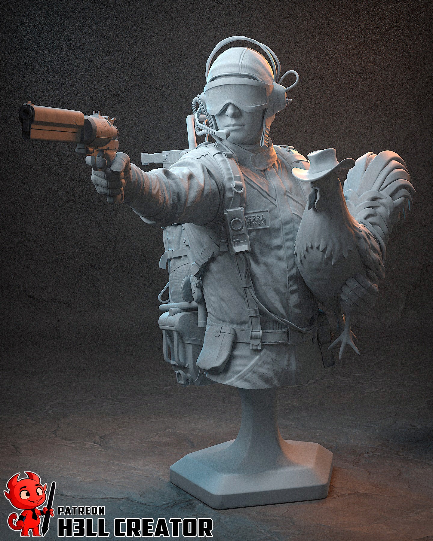 Resin garage kit figure of Wasteland Raider Operative by Tattles Told 3D, detailed fantasy game fan art collectible.