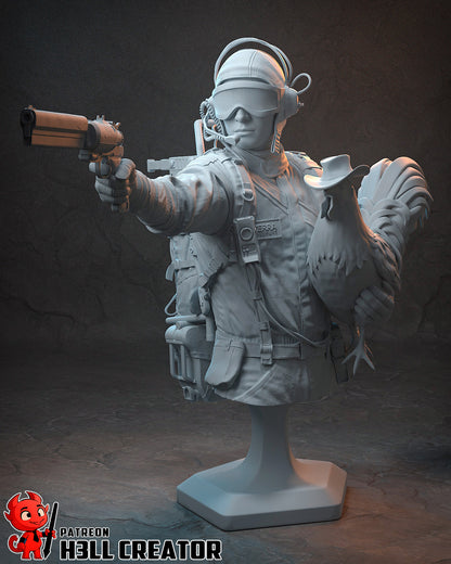Resin garage kit figure of Wasteland Raider Operative by Tattles Told 3D, detailed fantasy game fan art collectible.
