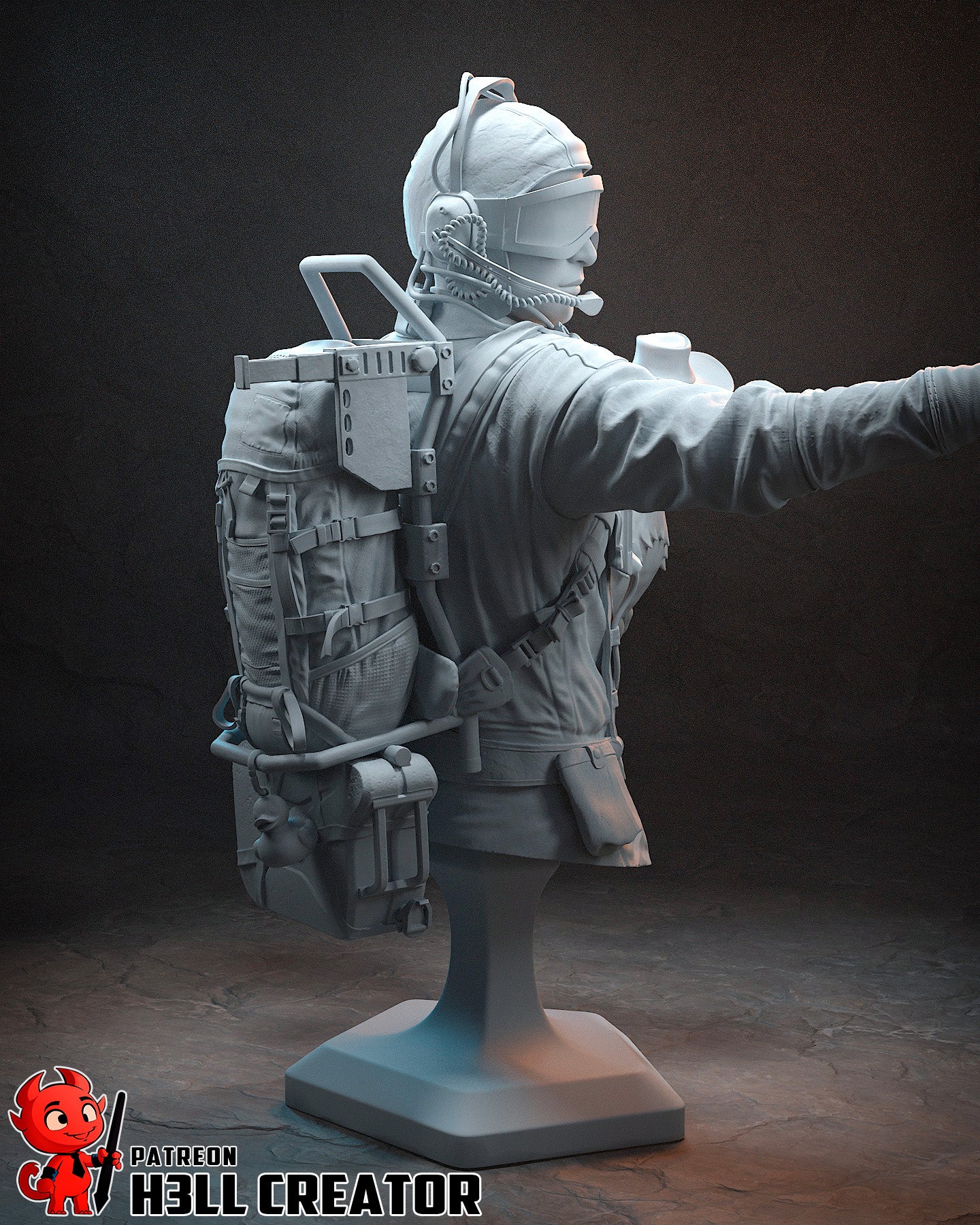 Resin garage kit figure of Wasteland Raider Operative by Tattles Told 3D, featuring detailed post-apocalyptic character design.