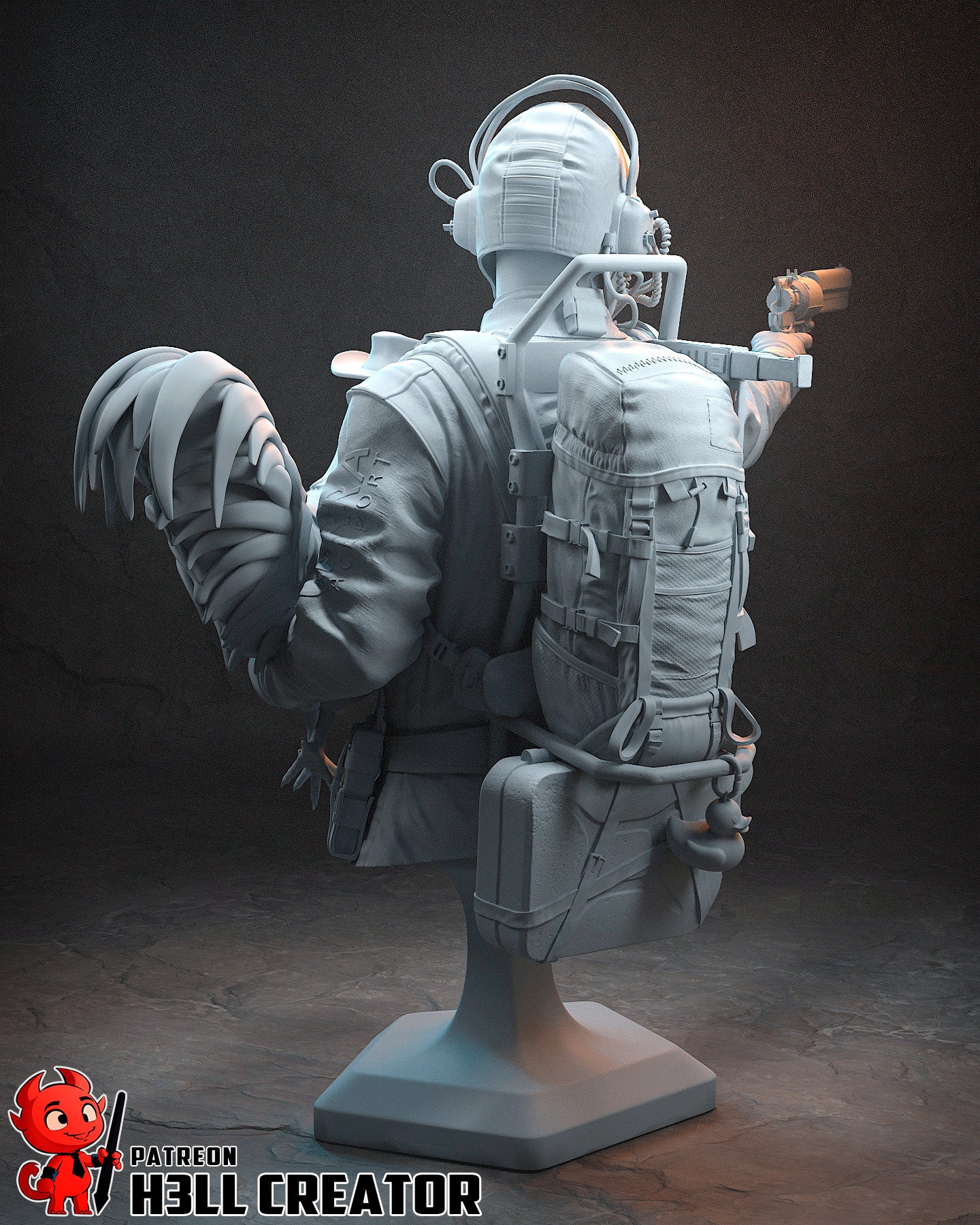 Resin garage kit figure of Wasteland Raider Operative by Tattles Told 3D, featuring detailed post-apocalyptic character design.