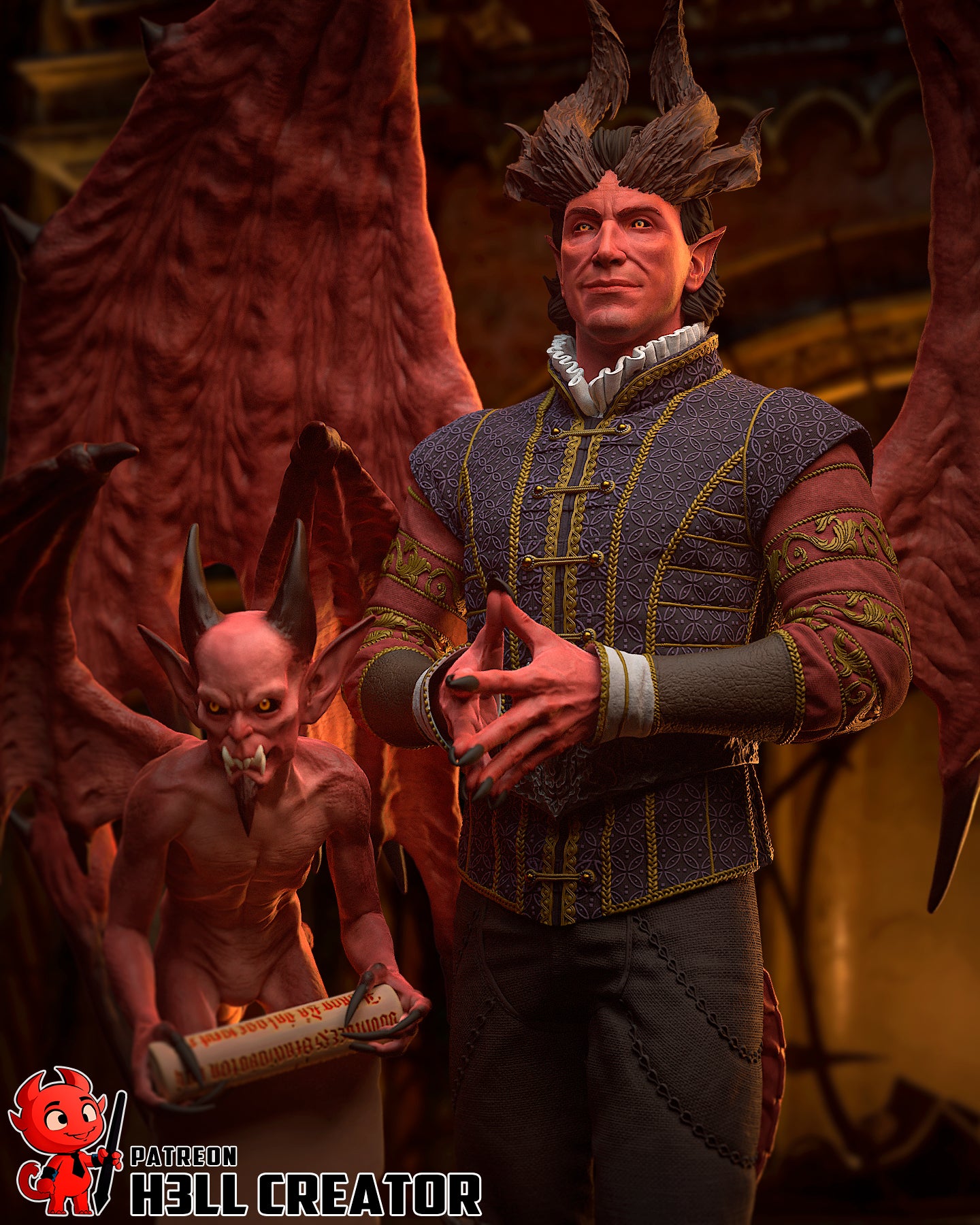 1:12 Infernal Aristocrat | Resin Garage Kit Figure Game Fan Art | h3LL creator