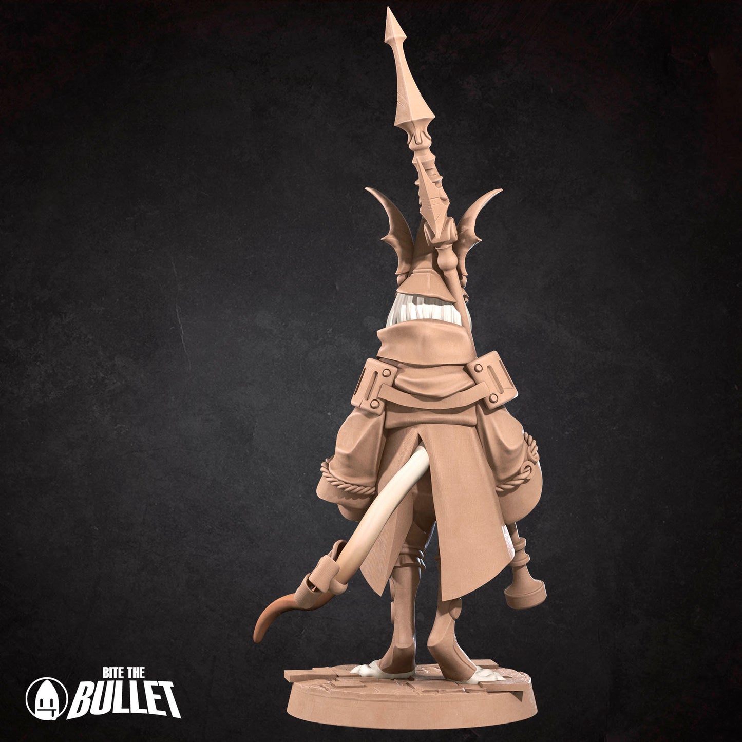Detailed image of Tattles Told 3D Rat Knight miniature from Bite the Bullet D&D TTRPG set, featuring a rat in knight armor.