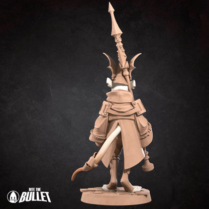 Detailed image of a Rat Knight D&D TTRPG miniature by Tattles Told 3D, featuring a rat wearing knight armor and wielding a weapon.