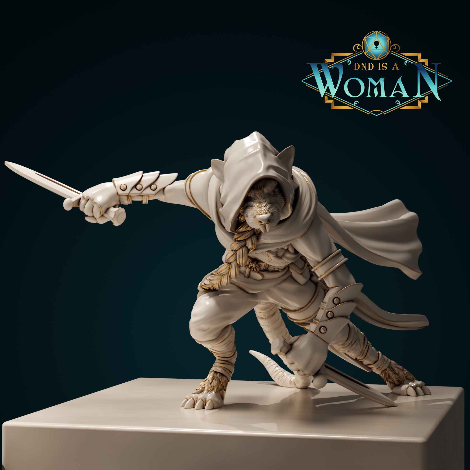 Ratfolk Assassin, Prim | D&D TTRPG Miniature | DnD Is A Woman | NO BASE