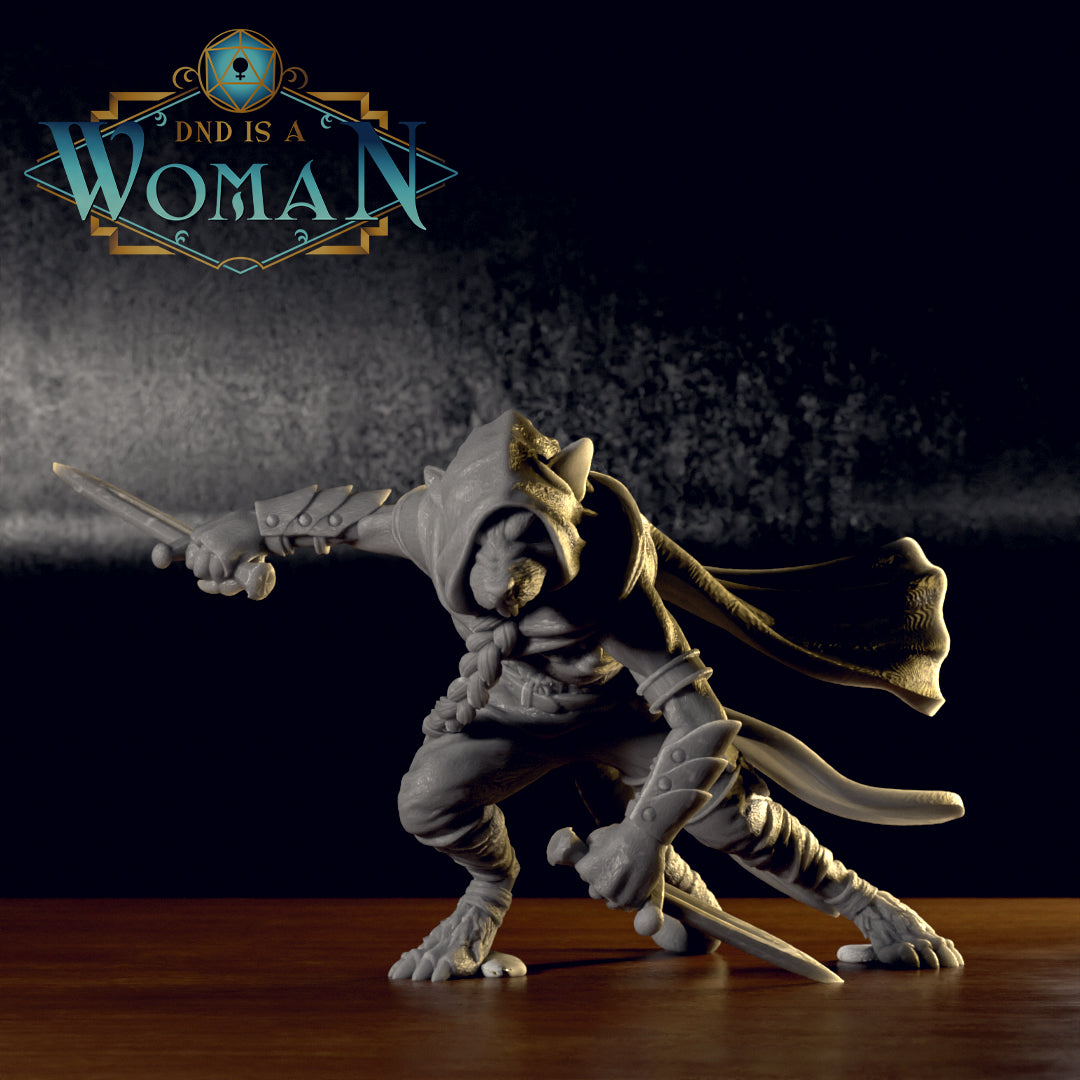 Ratfolk Assassin, Prim | D&D TTRPG Miniature | DnD Is A Woman | NO BASE