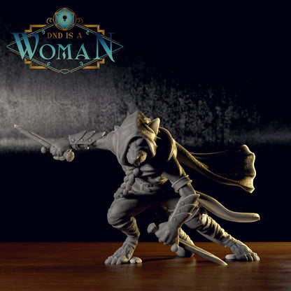 Ratfolk Assassin, Prim | D&D TTRPG Miniature | DnD Is A Woman | NO BASE
