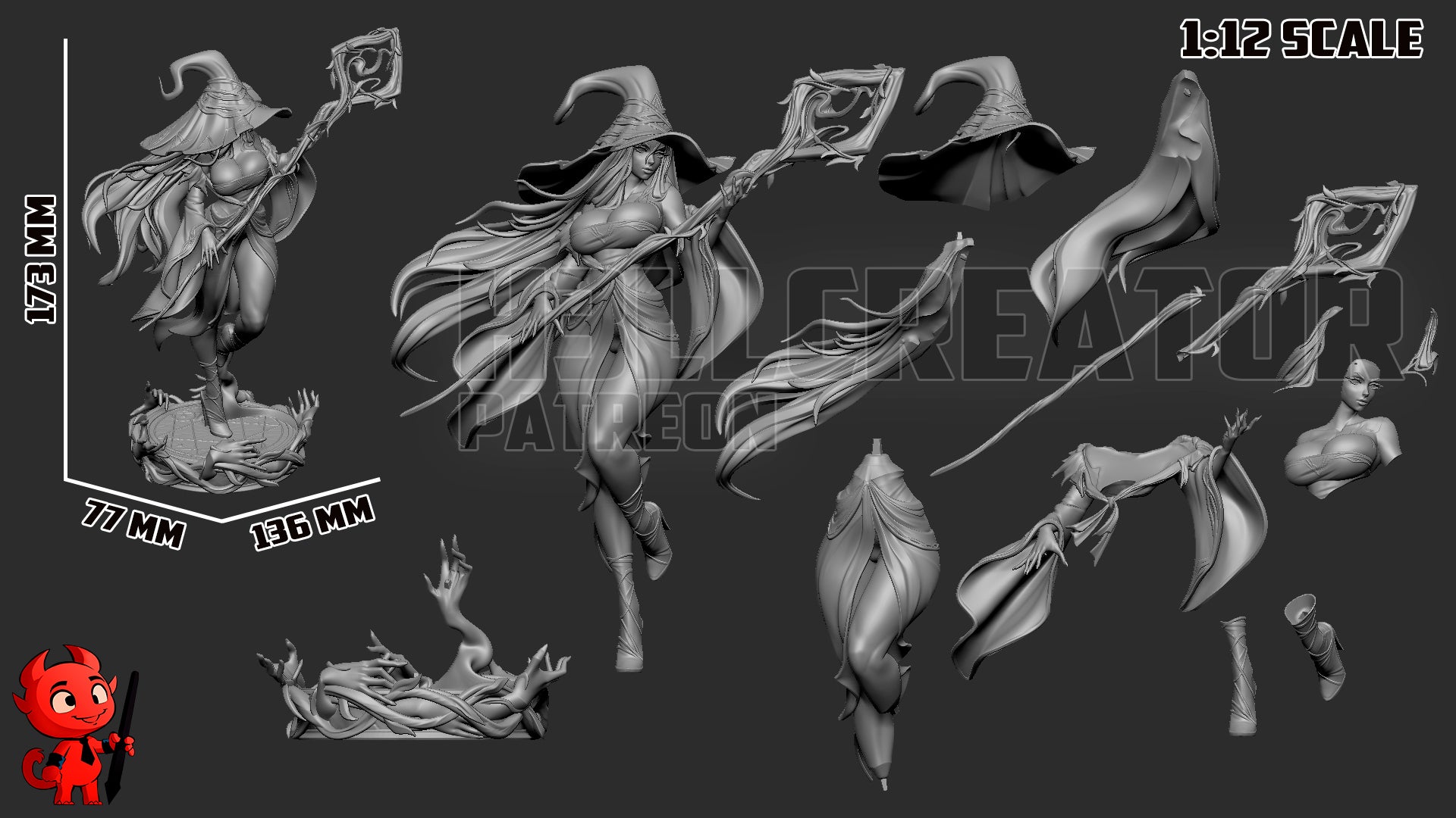 1:12 Reclusive Caster | Resin Garage Kit Figure Game Fan Art | h3LL creator