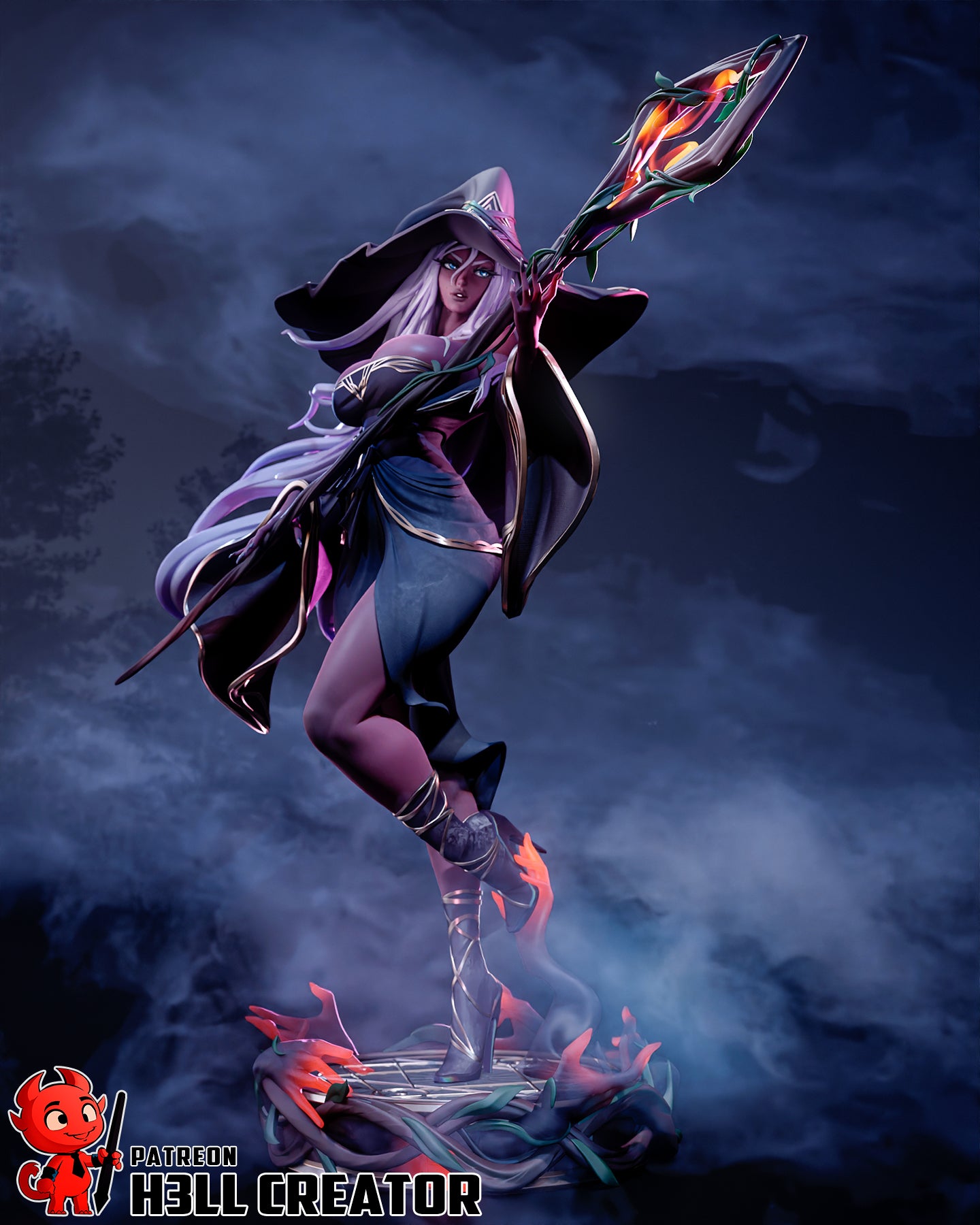 1:12 Reclusive Caster | Resin Garage Kit Figure Game Fan Art | h3LL creator