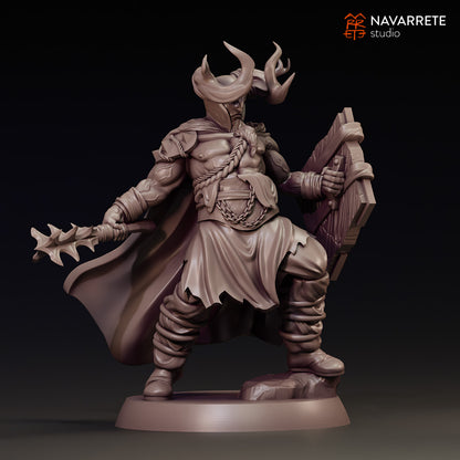 Detailed render of Korvath Reaver of Dorn Khaz tabletop gaming miniature by Tattles Told 3D, showing intricate armor and weapon details.