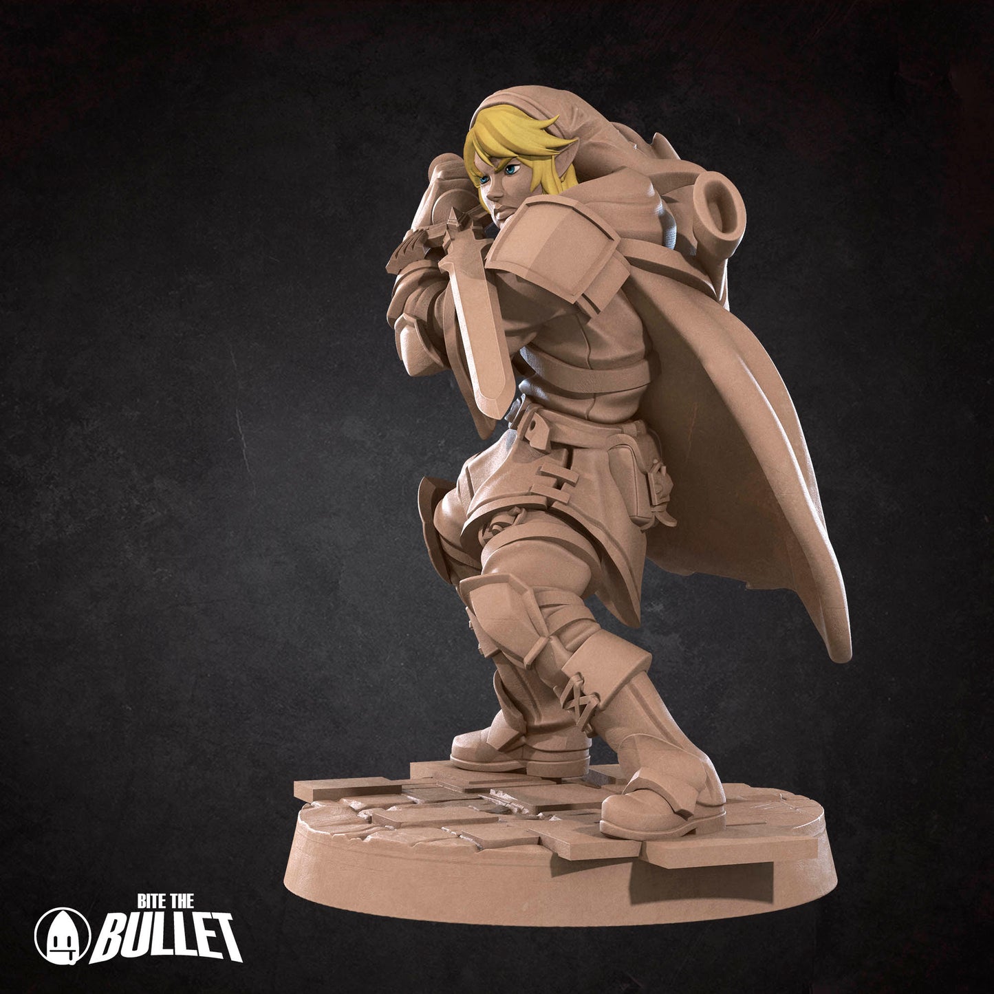 Detailed Rinku D&D TTRPG miniature by Tattles Told 3D, featuring a fantasy character with intricate armor and weapon details.