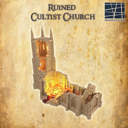 Forsaken Cultist Church | 28mm Scale Model Terrain | D&D TTRPG Playable 3D Printed Building | MiniatureLand