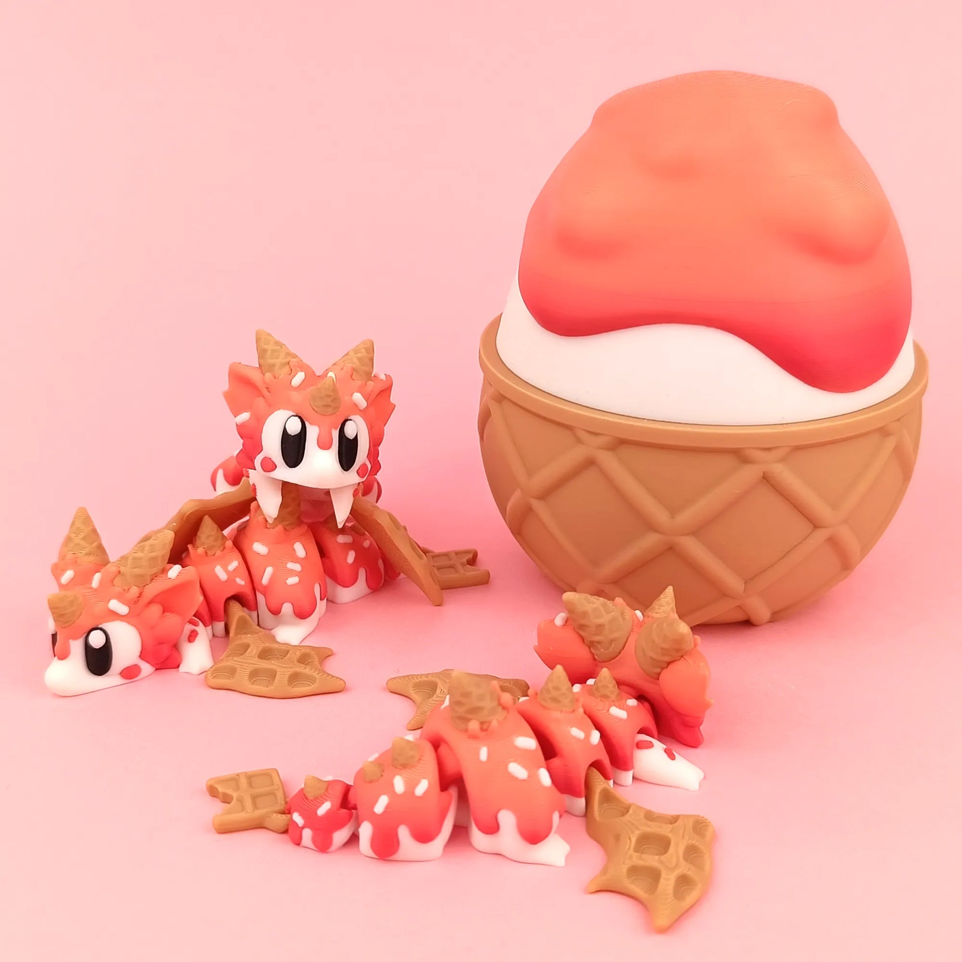 Miniature Flexi Sugar Rush Mini Dragon and Egg from Tattles Told 3D, featuring colorful, detailed dragon and egg figures.