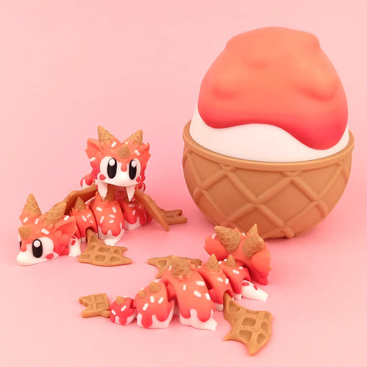 Miniature Flexi Sugar Rush Mini Dragon and Egg from Tattles Told 3D, featuring colorful, detailed dragon and egg figures.
