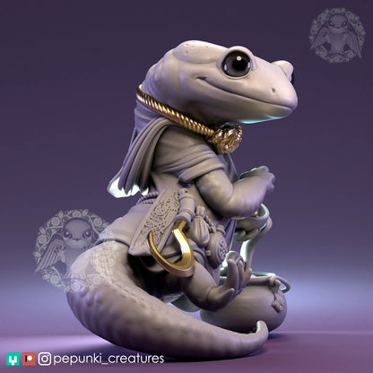 Salamander Druid | Tabletop or Display Scale | D&D Humblewood TTRPG Miniature | Pepunki Creatures