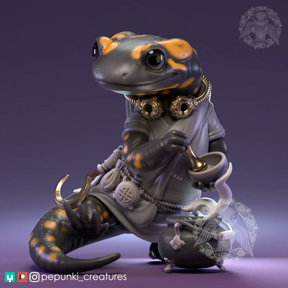 Salamander Druid | Tabletop or Display Scale | D&D Humblewood TTRPG Miniature | Pepunki Creatures