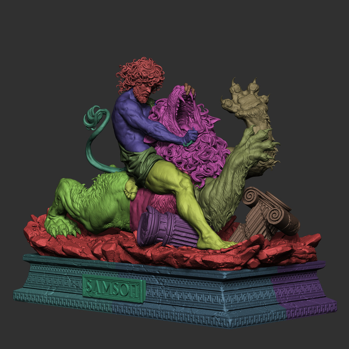 1:12 Samson Vs The Lion | 3D Print Resin Garage Kit Figure | CA 3D Studios