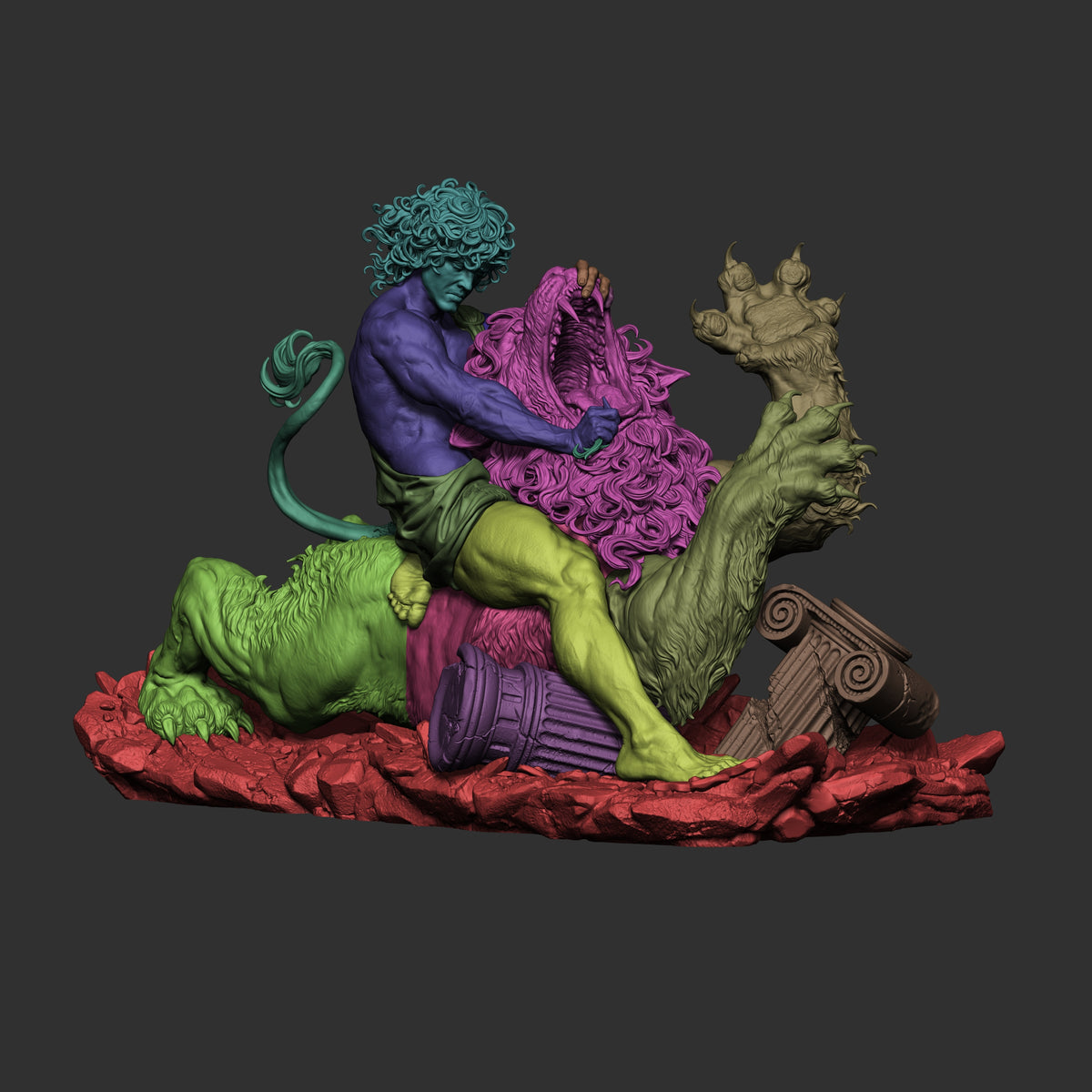 1:12 Samson Vs The Lion | 3D Print Resin Garage Kit Figure | CA 3D Studios