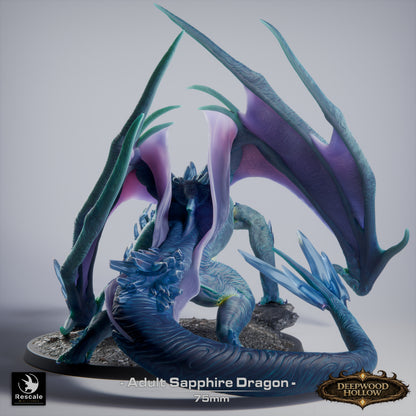 Sapphire Dragon Adult | D&D TTRPG Mini | Rescale Miniatures
