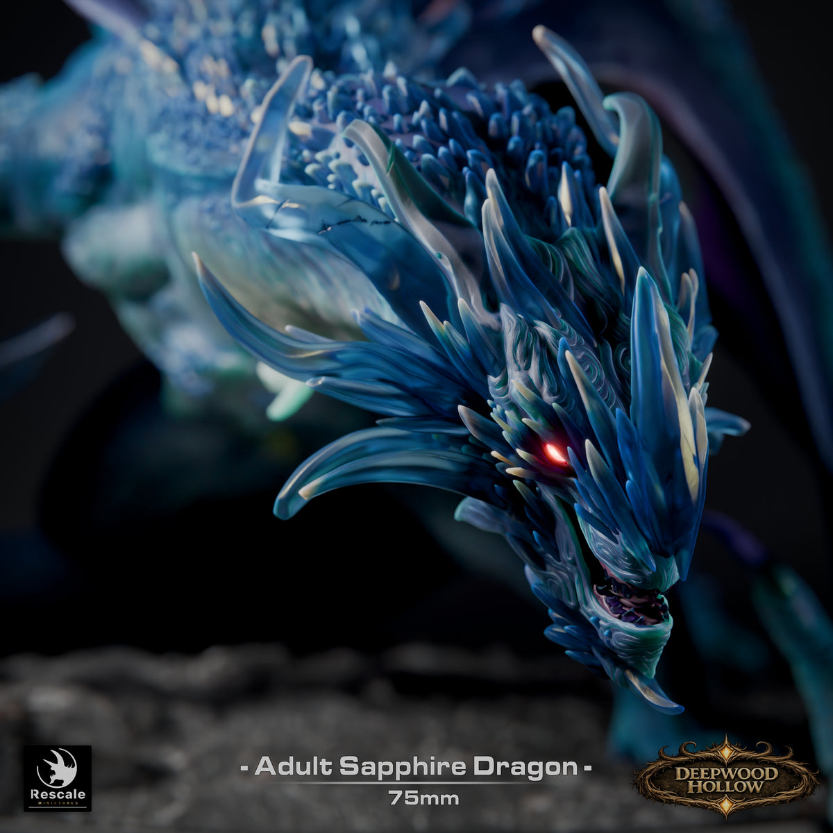 Sapphire Dragon Adult | D&D TTRPG Mini | Rescale Miniatures
