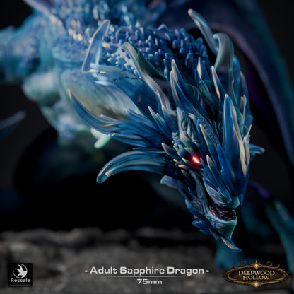 Sapphire Dragon Adult | D&D TTRPG Mini | Rescale Miniatures