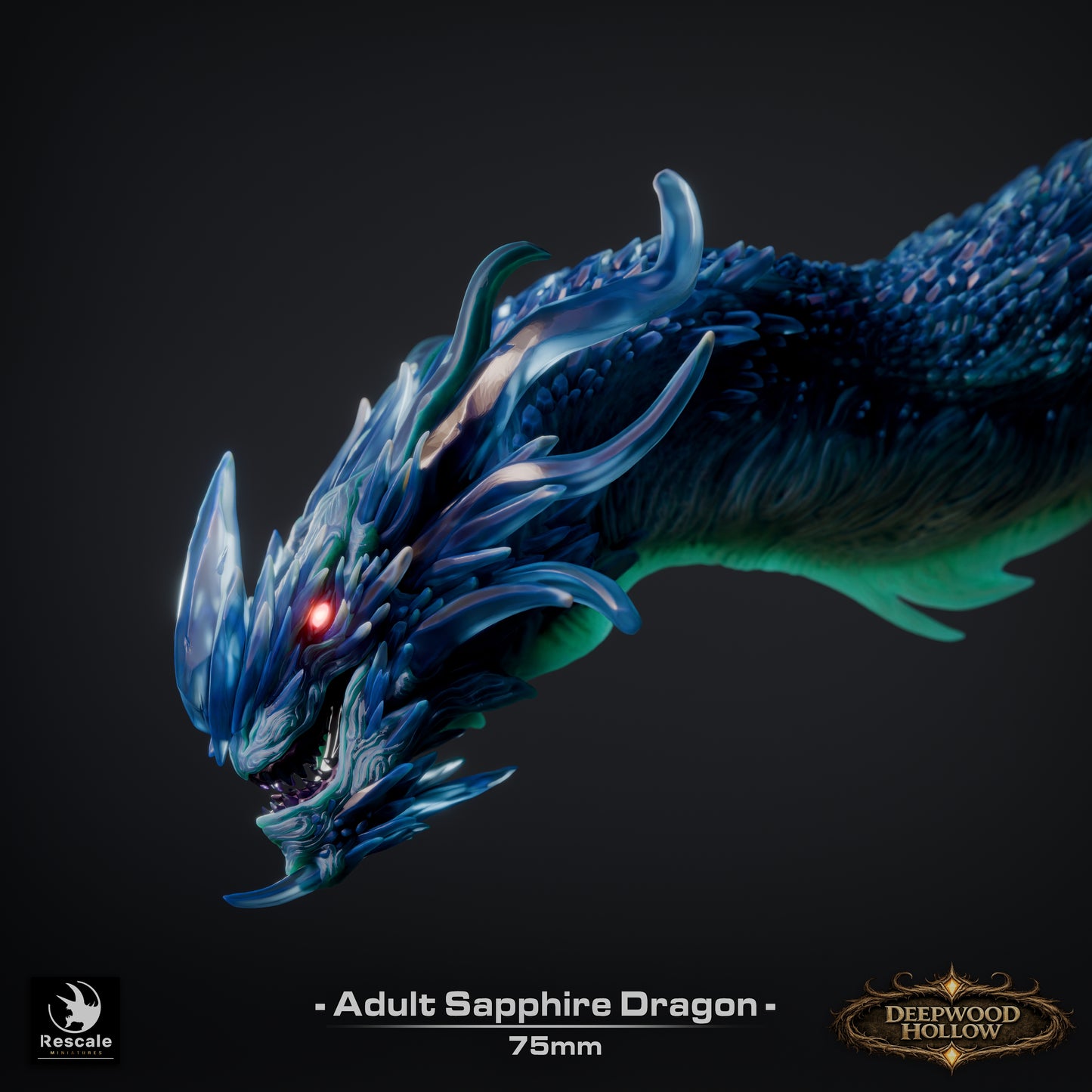 Sapphire Dragon Adult | D&D TTRPG Mini | Rescale Miniatures
