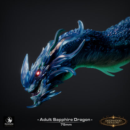 Sapphire Dragon Adult | D&D TTRPG Mini | Rescale Miniatures