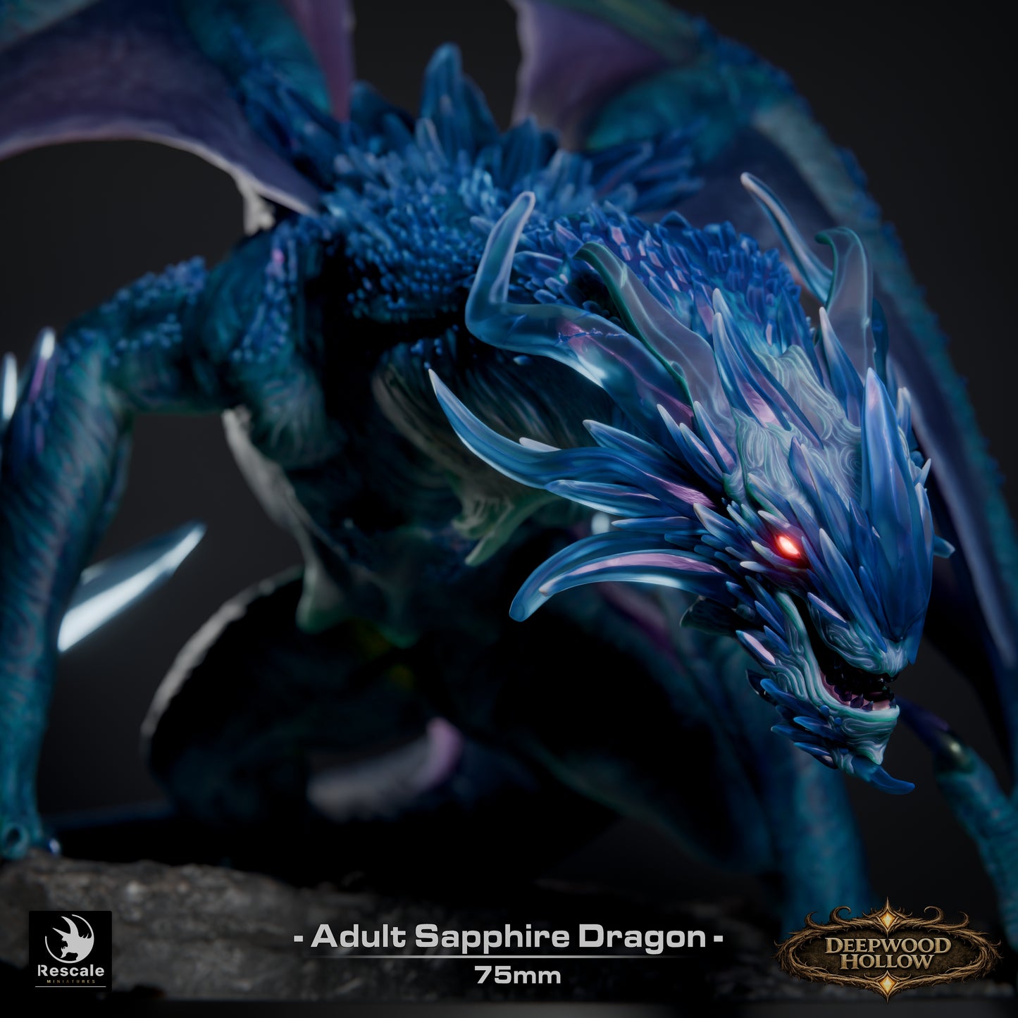Sapphire Dragon Adult | D&D TTRPG Mini | Rescale Miniatures